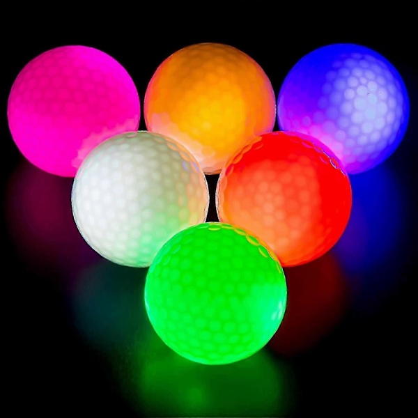 6 st LED Golfbollar Självlysande Golfbollar, Blinkande Självlysande Golfboll, Nattglöd Blinkar Upp, Långvarig Ljusstark Nattsport, Slumpmässiga Färger