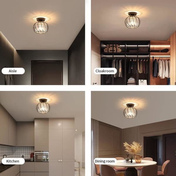 Loftlampe, Mini E27 Semi-indbygget Rund Loftbelysning, Krystal Loftlampe til Soveværelse Køkken