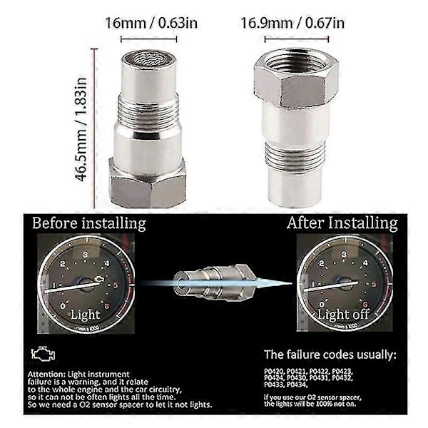 Bil CIR Fix Check Engine Light Eliminator Adapter Ilt O2 Sensor M18x1.5 Boris
