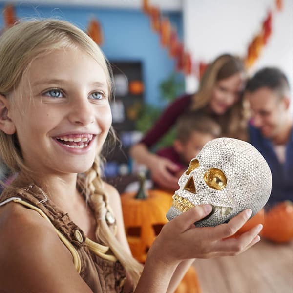 2025 Ny Perlebit Skjelett Dekor Mini Lite Hode Skrivebord Hjem Dekor Halloween Gave Dekor
