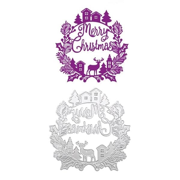 God Jul Krans Metall Skärform Stencil DIY Scrapbooking Album Papper
