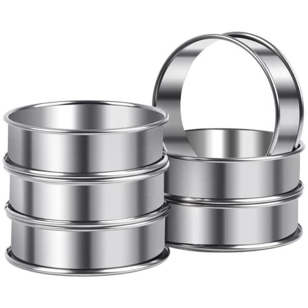 6-delt tertering-sett, 8 cm konditorring, konditorringer og rammer, tertering, pannekakeform, kjøkkenring i rustfritt stål for muffins, terter
