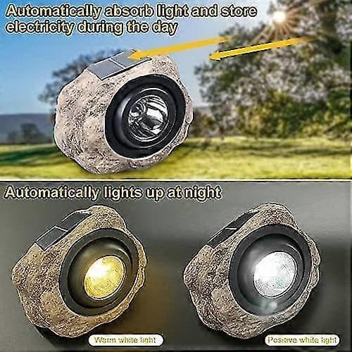 Solcellsdrivna trädgårdslampor utomhus LED vattentät solcellsdriven stenlampa utomhus landskapsbelysning för utomhusbruk