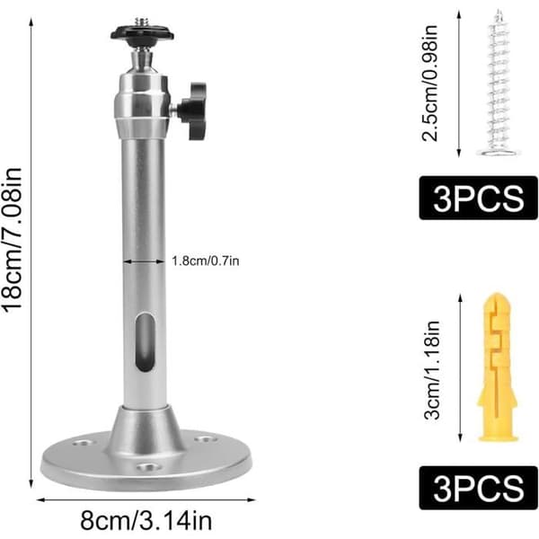 Loftprojektorbeslag i aluminium - 1 enhed - 360° justerbart - 5 kg bæreevne - Kontor og stue