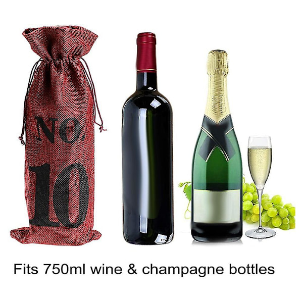 1 til 10 Jute Vinposer Blind Vin Smagning, Vinposer Bryllup Bordnumre, Vin Smagning Poser, Fest