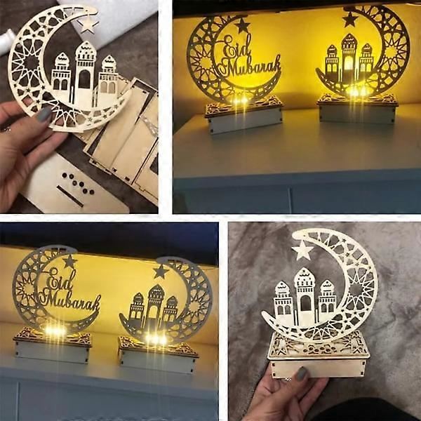 3 stk. Ramadan Lantern LED Tre Måne Stjerne Lys Dekorasjon Ramadan Eid Hjem Dekor Ramadan Dekorasjon