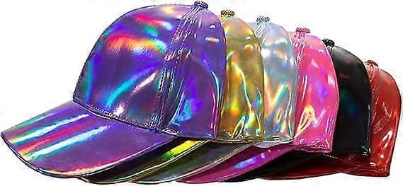 Uformell baseballcaps for kvinner, flerfarget, PU-skinnhatt, visirer (gull)