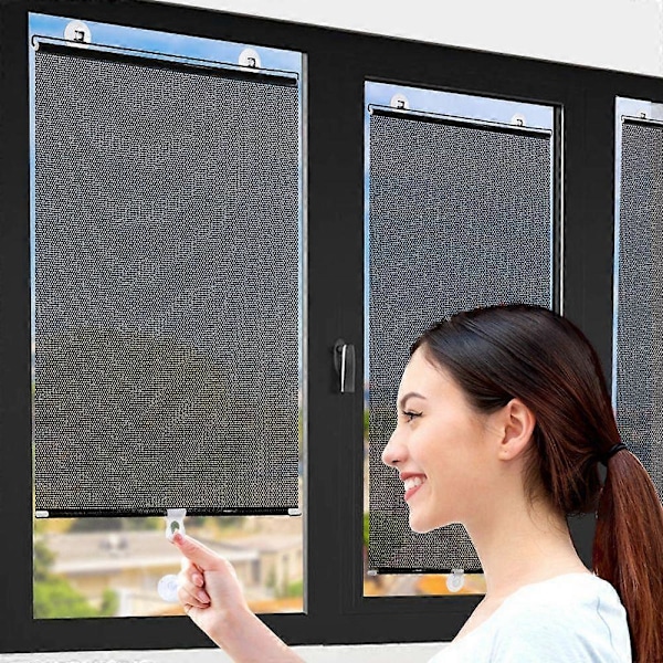 med Sugpropp Sovrum Dekoration Block UV-skydd Fönster Draperier Mörkläggningsgardin Rullgardiner black 58cm x 125cm