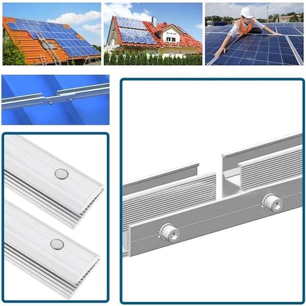 Sett med 4 aluminiumsprofilkoblinger for solcellepaneler - 15 x 4 cm