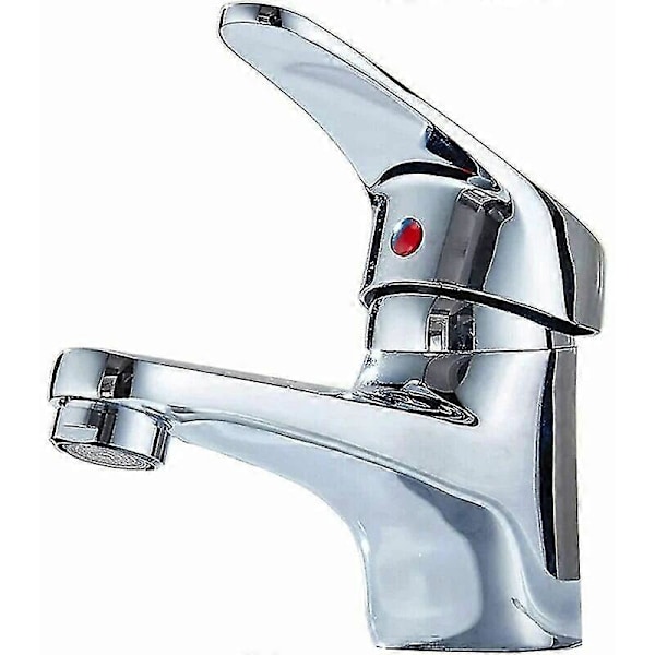 Vaskemixer Armatur Badværelse Mixer Hane Kold og Varmt Vand Krombelagt Massiv Messing Håndvask Bad