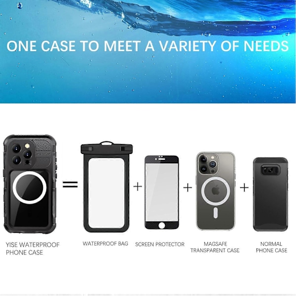 SHELLBOX M Series For iPhone 16 Pro IP68 Vanntett Deksel Metall Dykke Telefondeksel Kompatibel med Ma Multicolor Black