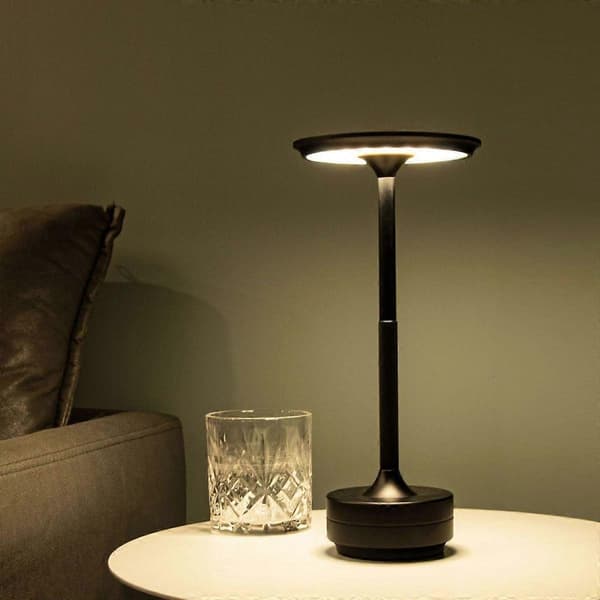 Trådløs bordlampe dimbar vanntett metall USB oppladbare bordlamper Silver