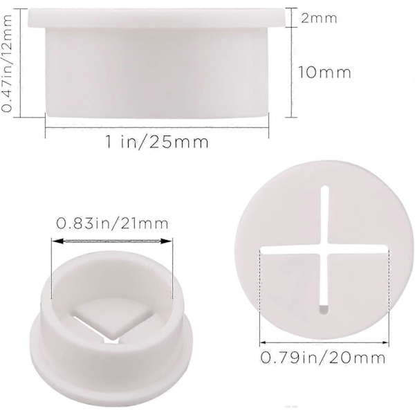 6 stk. silikonkabelgjennomføringer 2,5 cm