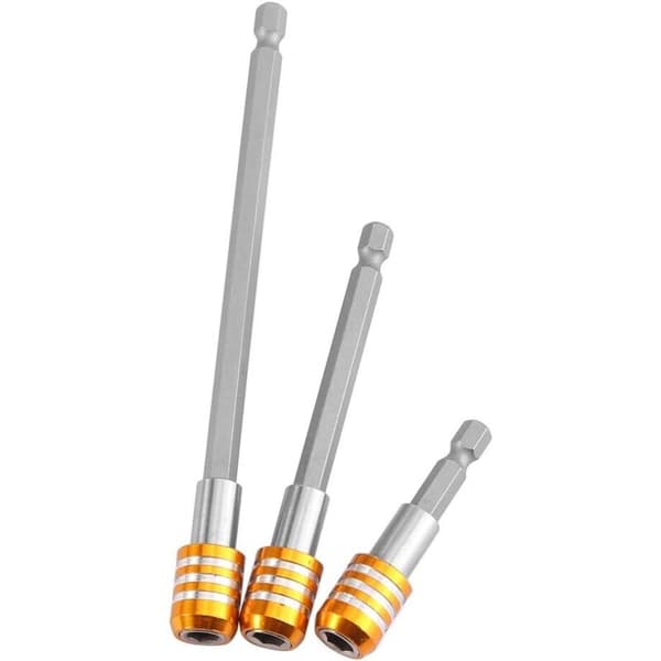 3 stk magnetisk bitsholder skrutrekkerforlenger sekskantet 1/4\" gul 60/100/150mm
