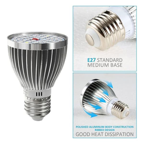 E27 60W 2835 SMD Fullspektrum Växtlampa för Hydroponiska Växter och Akvarier