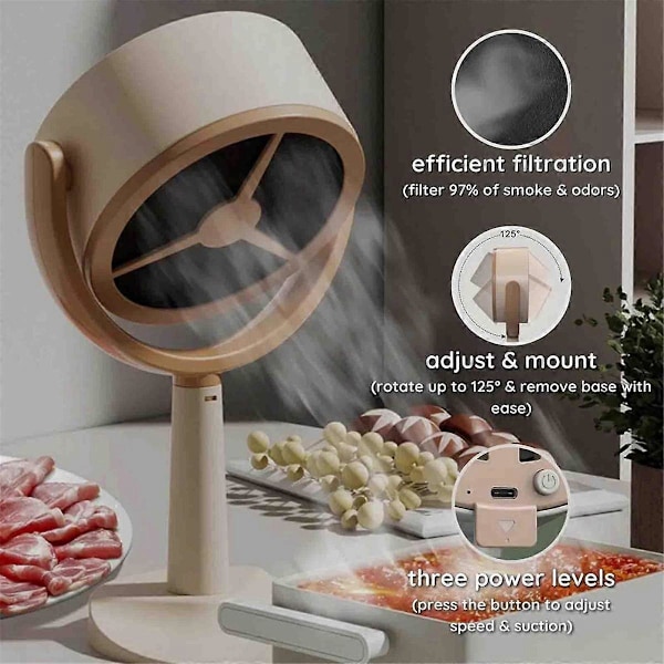 Bærbar røykrenser Bærbar kjøkkenavtrekk Desktop Range Hoods Avtakbar og vaskbar Exh