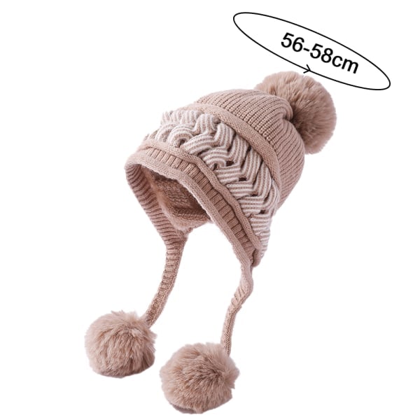 Färgblockerad Twist Tre-Pompom Ullhatt