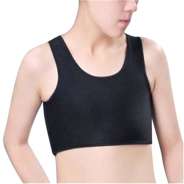 Mote Kompresjons Brystbinder Dame Ermeløs Vest Solid Kort Tanktopp Black XL