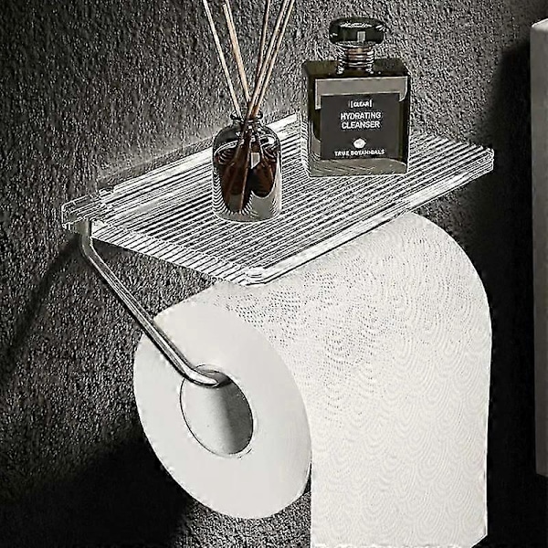Luksus Guld Toiletpapirholder med Hylde Ingen Stansning Akryl Rulle Papirholder Vævsholder Badeværelsestilbehør Badeværelse Rose Gold
