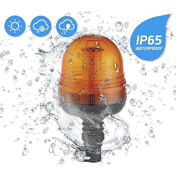 LED Rundtlys Orange med Magnetfod, Blinklys