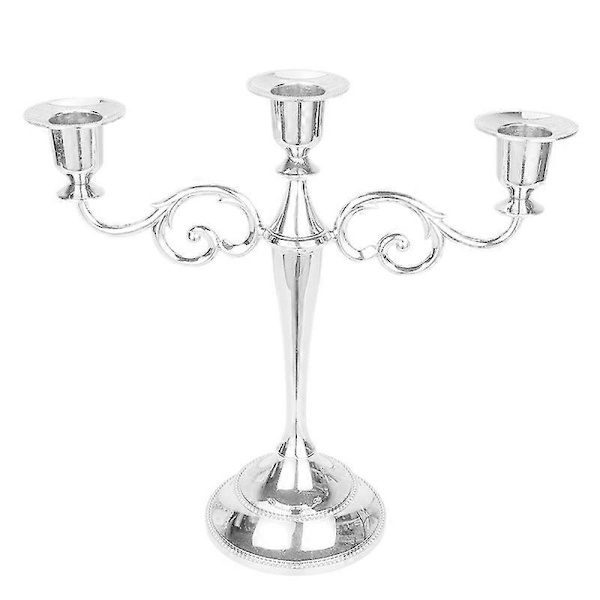 Metall 3/5-armet Lysestake Romantisk Middag Ferie Bryllup Dekor Silver 3-Head