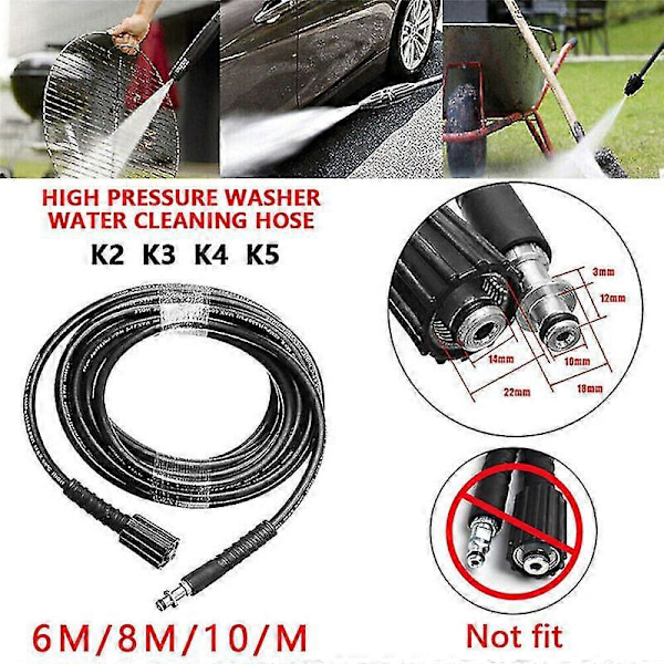 Passer til Karcher K2 K3 K4 K5 6M / 8M / 10M højtryksrenser slange sprøjteslange 8M