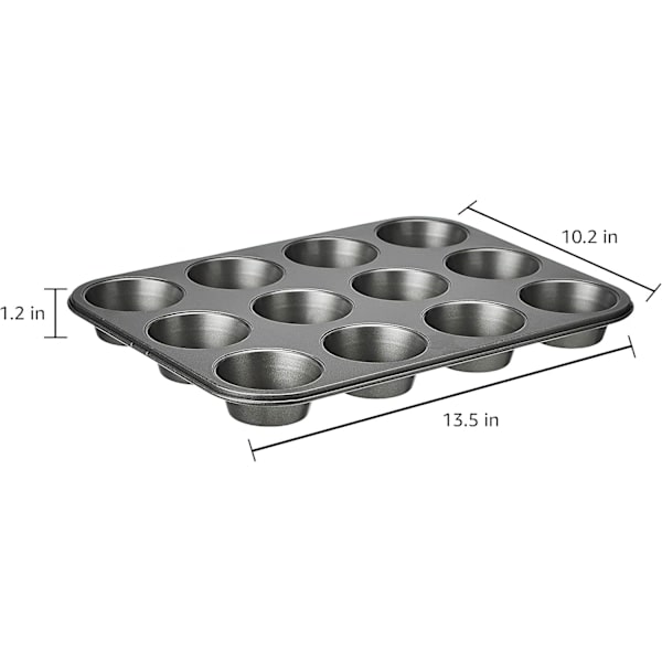 Non-stick Runde Muffinforme i Kulstofstål, 2-pak, Grå