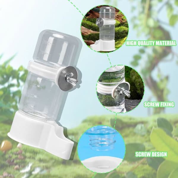 Vanddispenser - Pakke med 2 - Plastik - Automatisk - Til undulater og papegøjer - Hvid - 90 ml