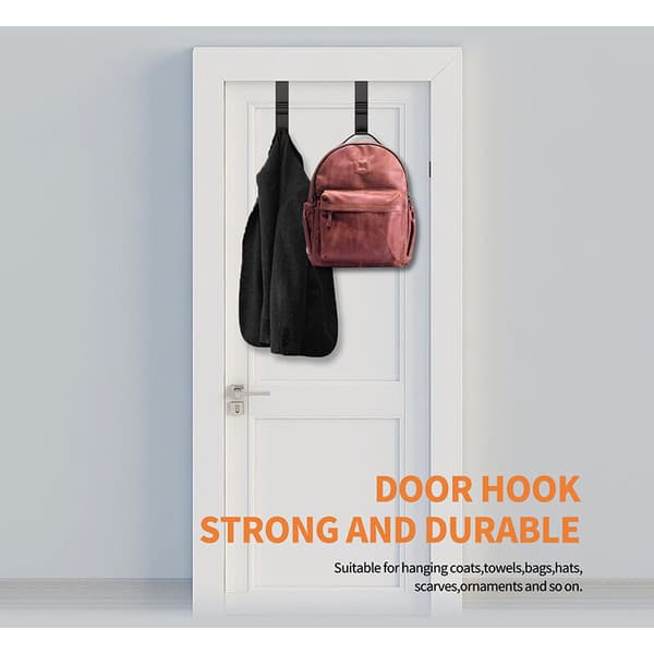 Dörrkrokar, set med 4 dubbelkrokar för vardagsrum, badrum, sovrum, för att hänga kläder, handdukar, hattar, rockar, väskor (svart)