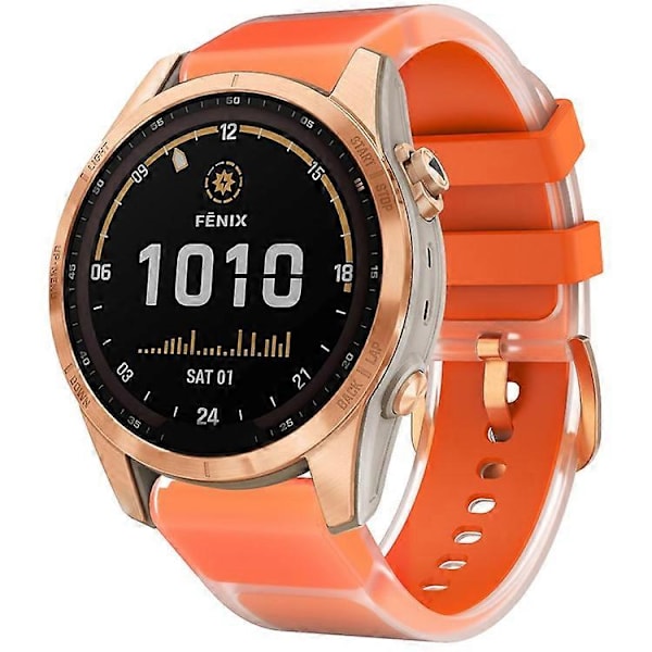 Yhteensopiva Garmin Fenix 7S QuickFit 20mm läpinäkyvän designin kellon ranneke säädettävä silikoninen Orange