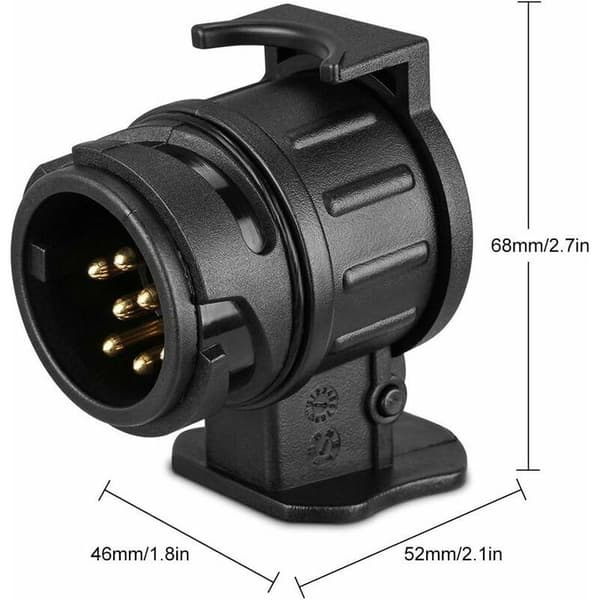 13-polet til 7-polet trækadapter til campingvogn, lastbil, trailer. Vandtæt, 12V
