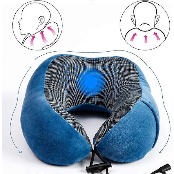 Bekväm Resekudde - Flygplanskudde - Bilkudde - Resekudde i Memory Foam - Resekudde - Resekudde - Resekudde - Vuxen, (Blå)