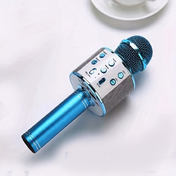 Trådlös BT Karaoke Mikrofon, Bärbar Mikrofon Utomhus Hem Liten Högtalare blå