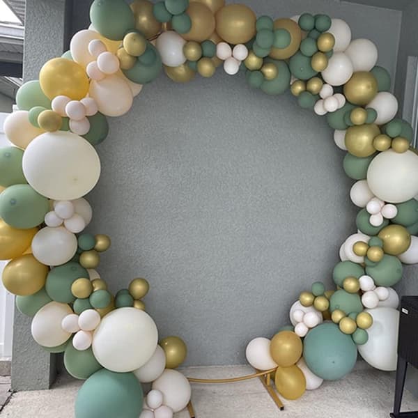 Ballongbåge i metall, ballongbåge-kit i guld, rund ballongbåge för födelsedag, bröllopsdekoration, 1,8M