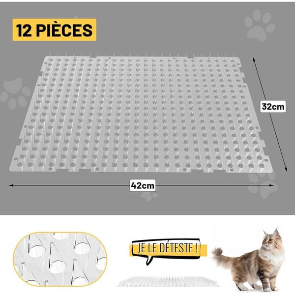 Katteavvisende matte 12-pakning 42cm×32cm Katteavvisende matte med pigger utendørs, matte for
