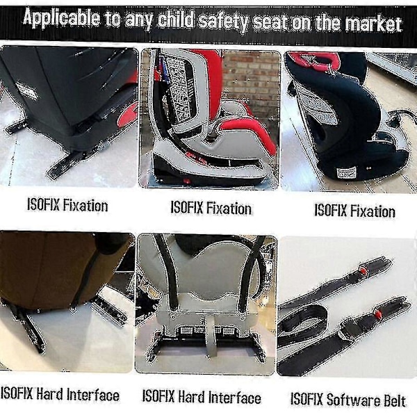 Universal Bilbarnstolsfäste för Isofix Bälte, Svart