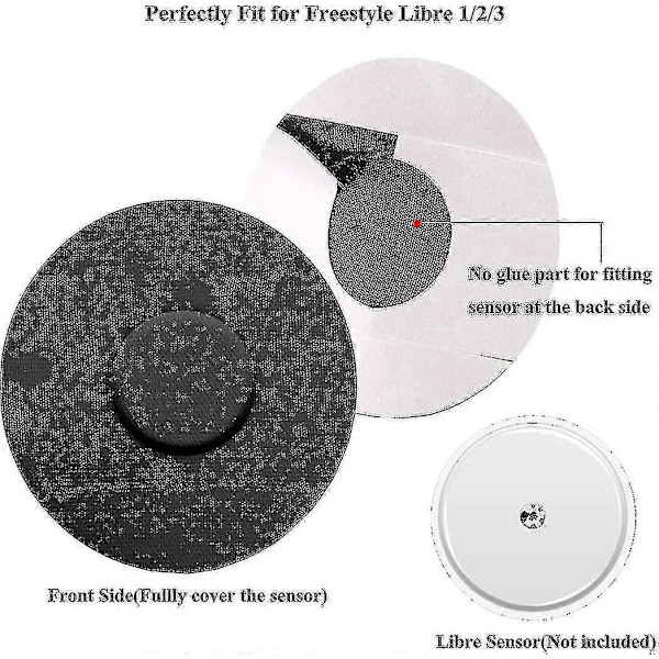 Freestyle Libre Sensor Skydd, Svettåliga CGM Sensor Plåster, Inget I Mitten För Freestyle Libre 1 2 3 Sensor 10 Pcs Black