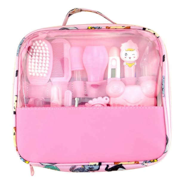 Barn Hälsovårdskit För Nyfödd Spädbarn Bebis Naglar Hår Termometer Borste set Daglig Rengöring Vård Kit Rosa Pink