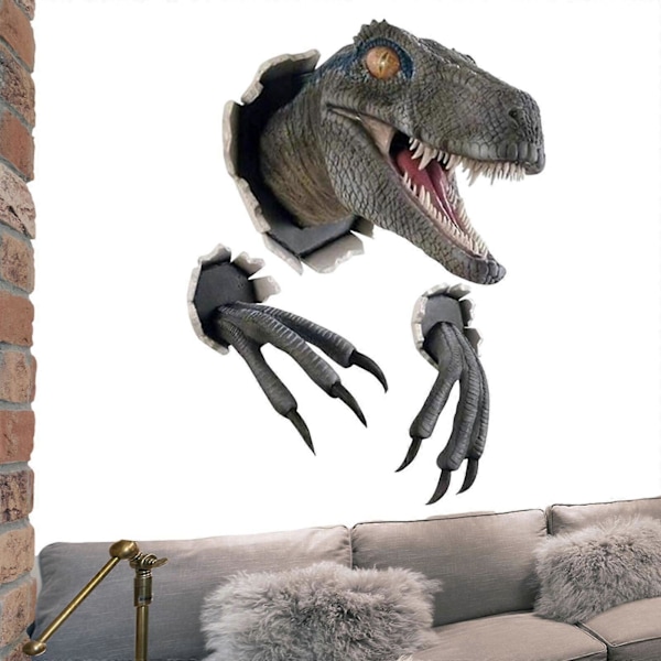 Dinosaurieväggskulpturer 3D Resin T-rex Väggmonterade Tyrannosaurus Statyer, 100% Nya Blue