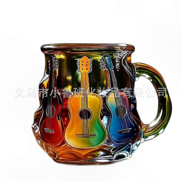 Musikaliskt instrument-tema glasmugg med 3D-gitarrdesign för musikentusiaster och samlare A