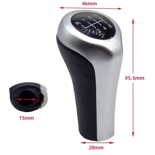 Gearknop kompatibel med BMW 1 3 5 6-serie E30 E32 E34 E36 E38 E39 E46 E53 E60 E61 E63 E81 E82 E83 E84 E87 E90 E91 E92 X1 X3 X5 - Hvid
