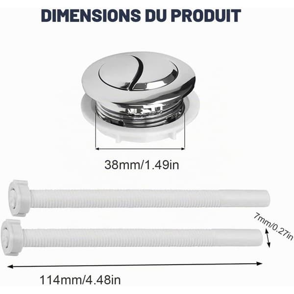 Sett med tre doble skylleknapper, 38 mm erstatningsknapper for toalett