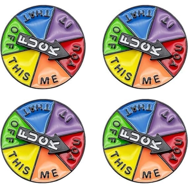 4 Färgglada Skivspelare Pin Badges Roterande Emalj Broscher Lyckohjul Badges Söta Emalj Pins Badges Roliga Emalj Badge Badges Jacka Badge Väskor Brosch