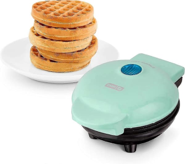 Dash Mini Maker för enskilda våfflor, hash browns, Keto Chaffles med lättstädade, non-stick ytor, 4 tum, Aqua