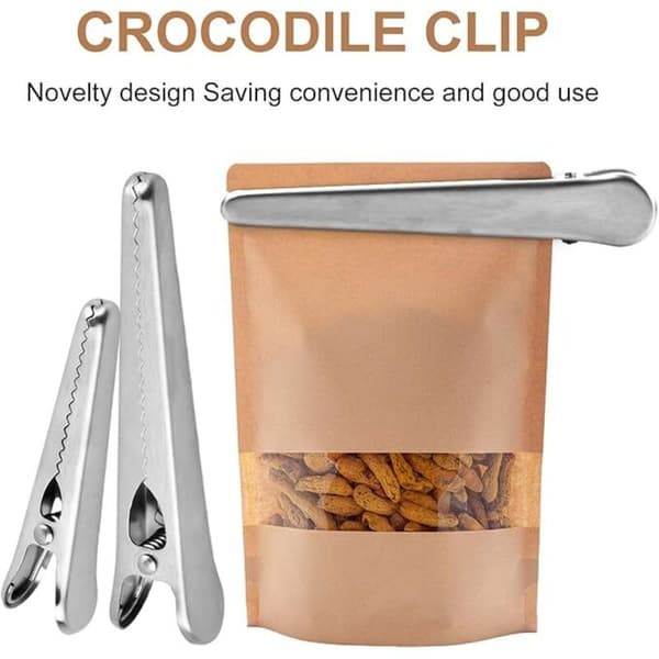 10 stk. køkkenmadposeklemmer, madposeforseglingsklemmer i rustfrit stål, sølvposeklemmer, stålposeforseglingsklemmer til brød, kaffe, havregryn