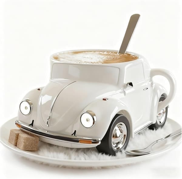 Unik bilformet tekopp, billeformet kaffekopp, bilformet kaffekopp 350 ml, designet nyhetsgave til elskere