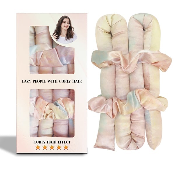 Kitsch Satin Heatless Curling Set - Overnight Curls, Heatless Curling Wand Headband, Bløde Krøller Uden Varme, Hårrullet - Sunset