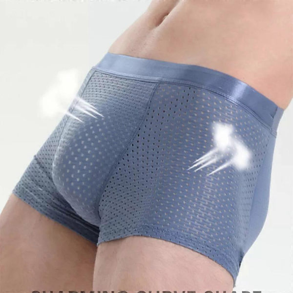 Höftlyftande boxer briefs för män, vadderade underkläder i mesh för män Red M