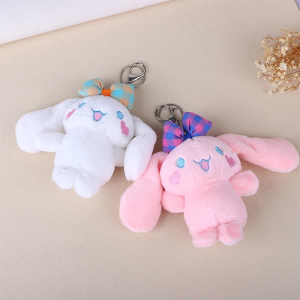 Tecknad Cinnamoroll Plysch Nyckelring Fylld Hunddocka Nyckelring - Hög Kvalitet Vit
