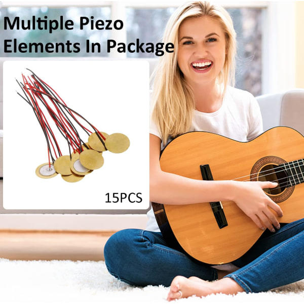 15 stk. element summer, 27 mm piezoelement, akustisk pickup piezo disk element sensor piezo disker piezo disker med akustisk pickup